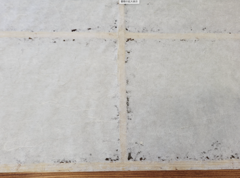 障子がシミという虫に食べられ穴が空いている。