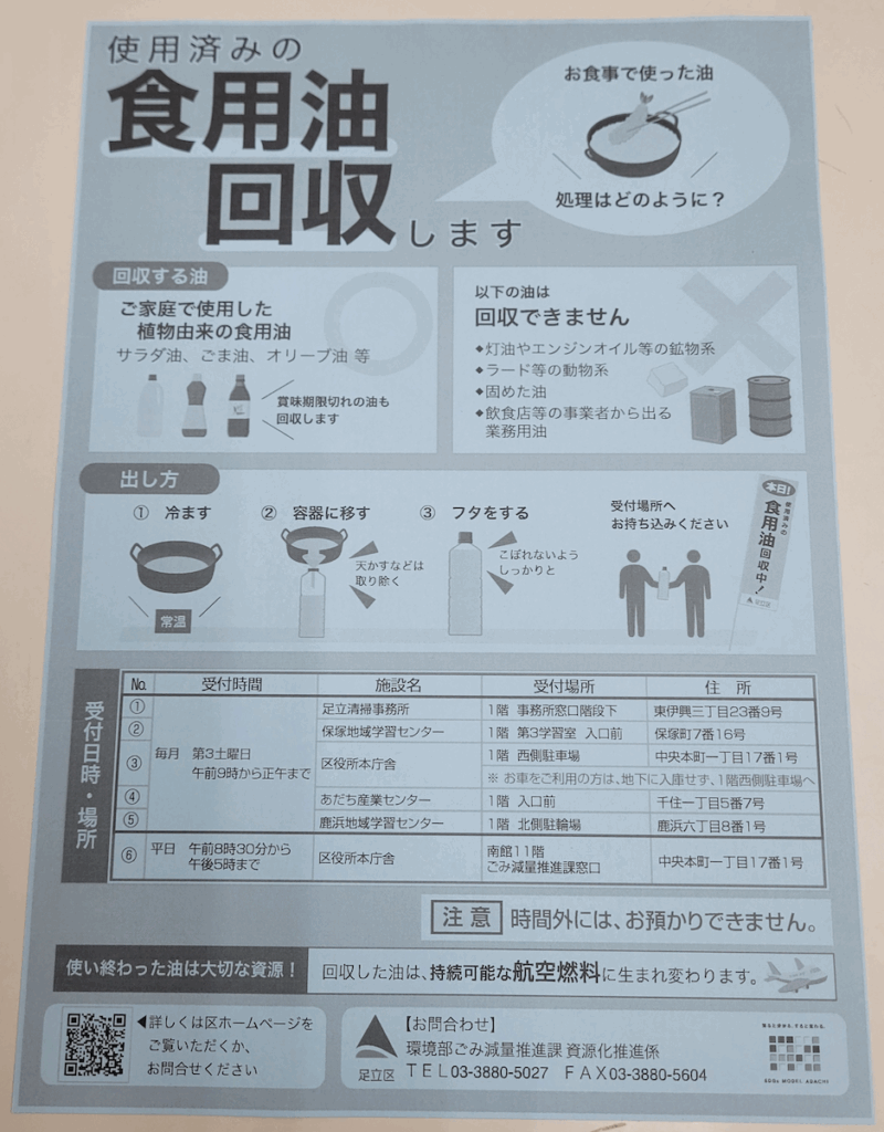 食用油回収チラシ