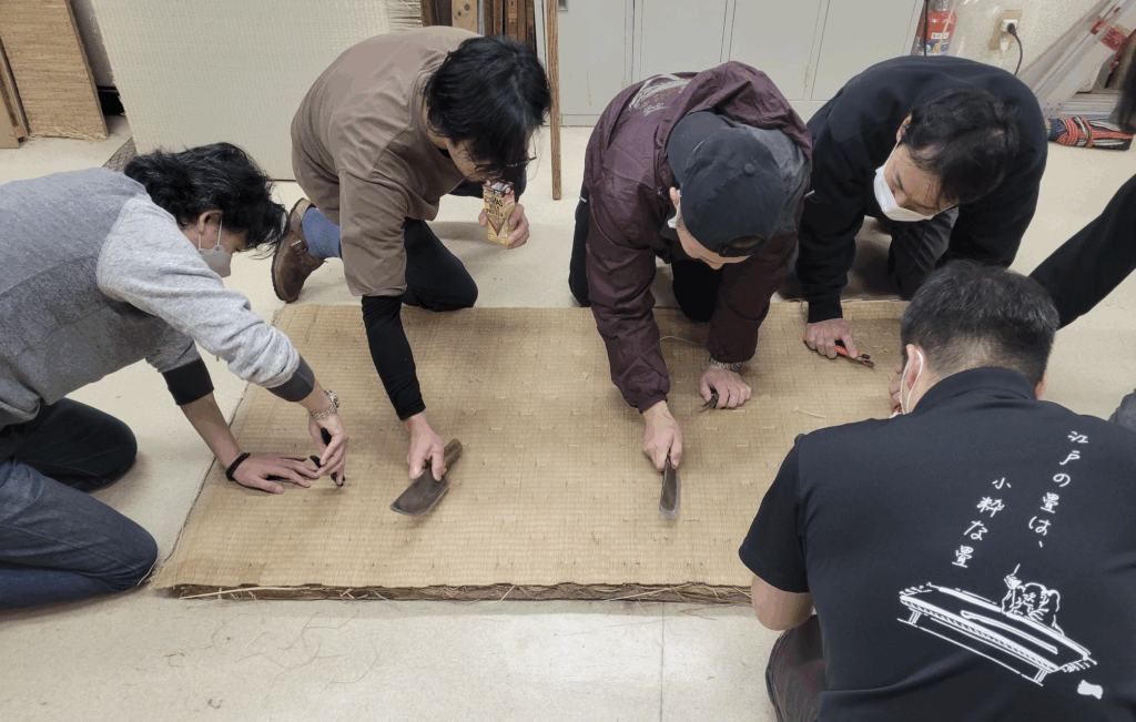 裏締めした畳の裏締め部分解体