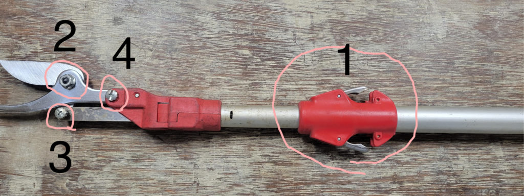 高枝切り鋏、分解と気をつける所